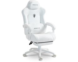 Dowinx Gamingstoel Ergonomische Bureaustoel - Microvezelvelours - Lendensteun en Voetensteun - 160° Kantelbaar - Thuiswerk - 70 x 66 x 128,5 cm - wit