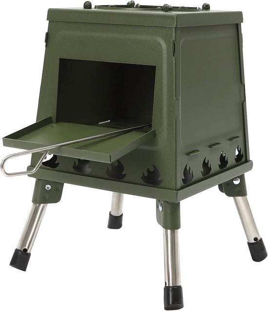 Raketoven Houtkachel - Outdoor Kooktoestel Tentoven - Kamperen Koken Grillen - Winddicht Ontwerp - 22 x 22 x 32 cm — afbeelding 3