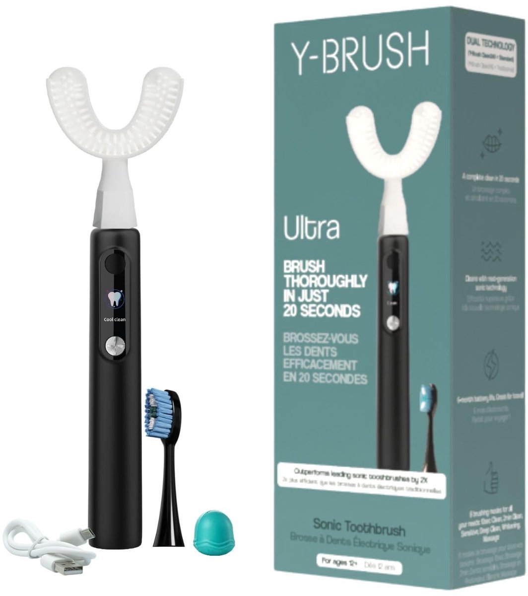 SnelShoppen - Y-Brush Ultra 2025 Sonische Tandenborstel met 6 Poetsmodi, 6 Maanden Batterijduur, USB-C Oplader, Geavanceerde Tandplakverwijdering en B