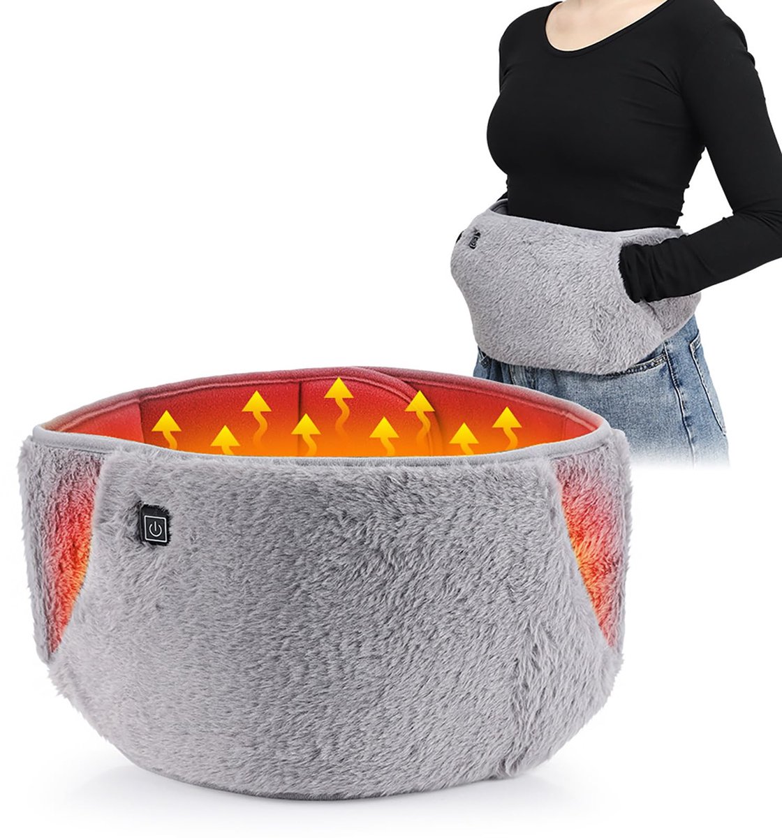 SnelShoppen - USB-aangedreven verwarmingsriem voor onderrug, elektrische handwarmer, draagbaar verwarmingskussen, massagekussen voor pijnverlichting,