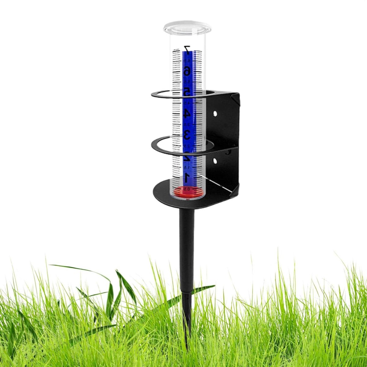 Regenmeter Neerslagmeter - Weerapparaat Tuin - Tuin Besproeien - Metalen Standaard - 32.5 cm Hoog - Transparant
