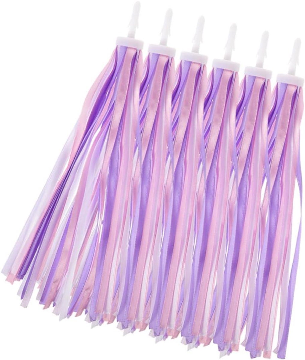 Fiets Stuur Kwastjes - Decoratieve Lintjes - Fiets Versieren - Duurzaam Materiaal - 27cm Lengte - Paars