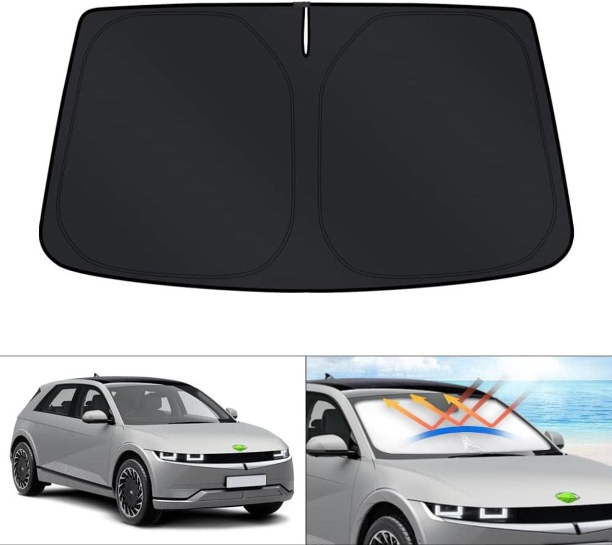Voorruit Zonnescherm - Auto Zonnescherm Vizier - Auto Koel Houden - Voertuigspecifieke Pasvorm - 345 x 58 inch - Zwart Zilver