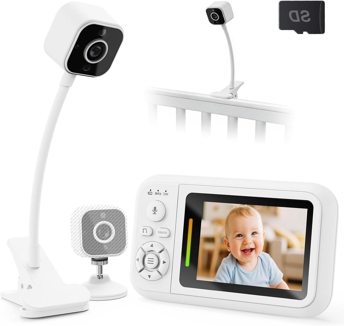 Babyfoon Camera - Baby Monitor - Baby in de gaten houden - Draagbaar met houders