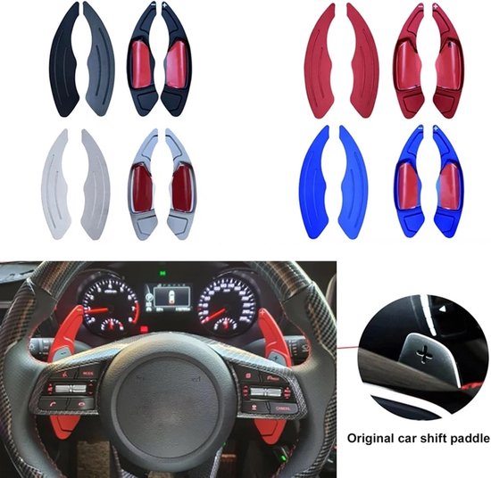 Schakelpeddels Auto - Stuurwiel Extensies - Sportief Rijden - Aluminiumlegering - Set van 2 - Rood — afbeelding 2