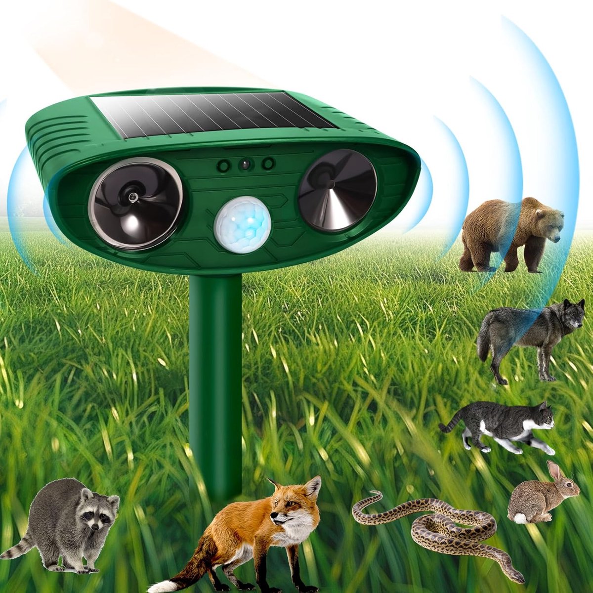SnelShoppen - Multifunctionele Ultrasone Kattenschrik met Bewegingssensor voor Tuin - Effectieve Kattenverdediging tegen Honden, Martens en Vogelonged