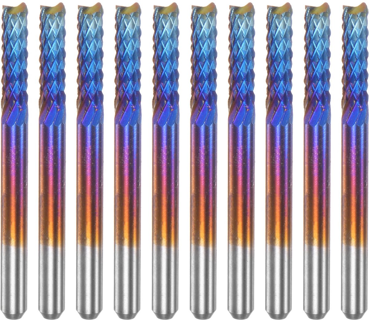 Dailygoods - 10 Stuks Freesbits - 1/8 inch, Blauw Coating, Voor Acryl, Hout, Aluminium, Metaal
