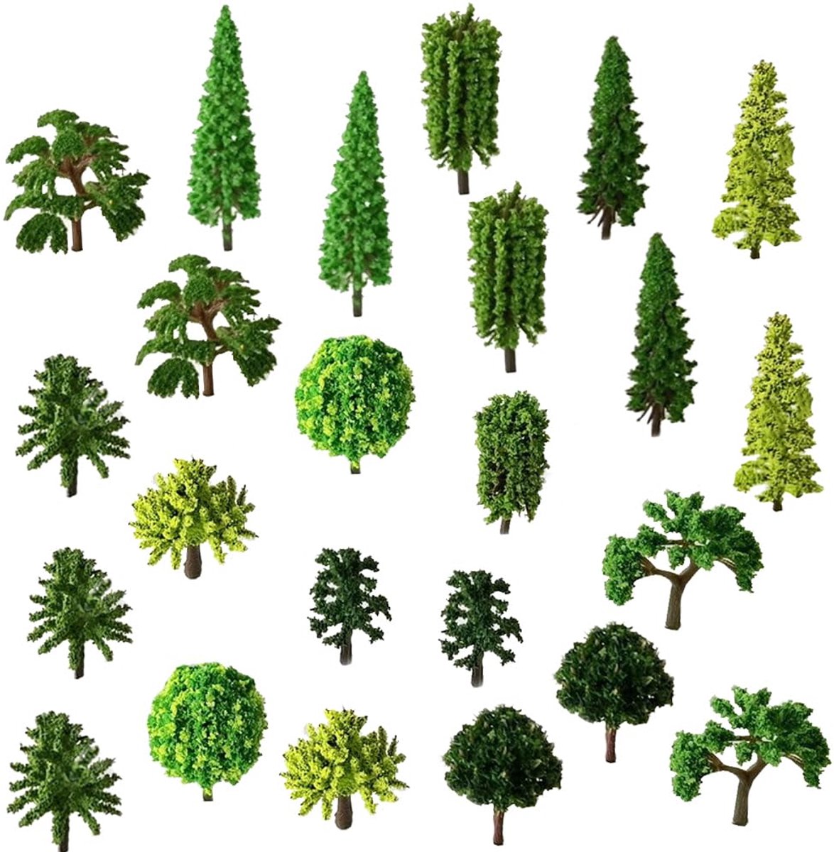 Dailygoods - 60 Stuks Miniatuurbomen en Struiken voor Landschapsmodellen en DIY Projecten