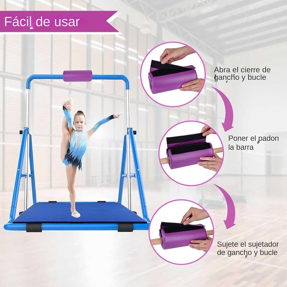 Gymnastiekstangenbescherming - Balletstang Pad - Veilige Training - Schokabsorberend - 26 x 12 x 12 cm - Purper