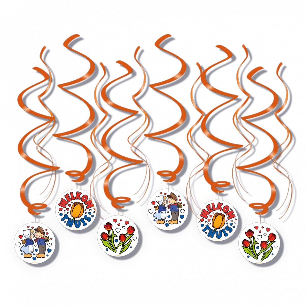 BTH – Welkom Thuis Swirls – Feest Versiering – Welkom Thuis Decoratie – Nederlandse Vlag – Thema Feest – 12 stuks