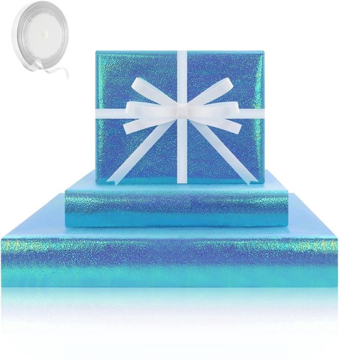 Iriserend Cadeaupapier - Feestelijke Verpakking - Blauw - Holografisch Cadeaupapier - Perfect voor Verjaardagen en Babyshowers - Inclusief ..