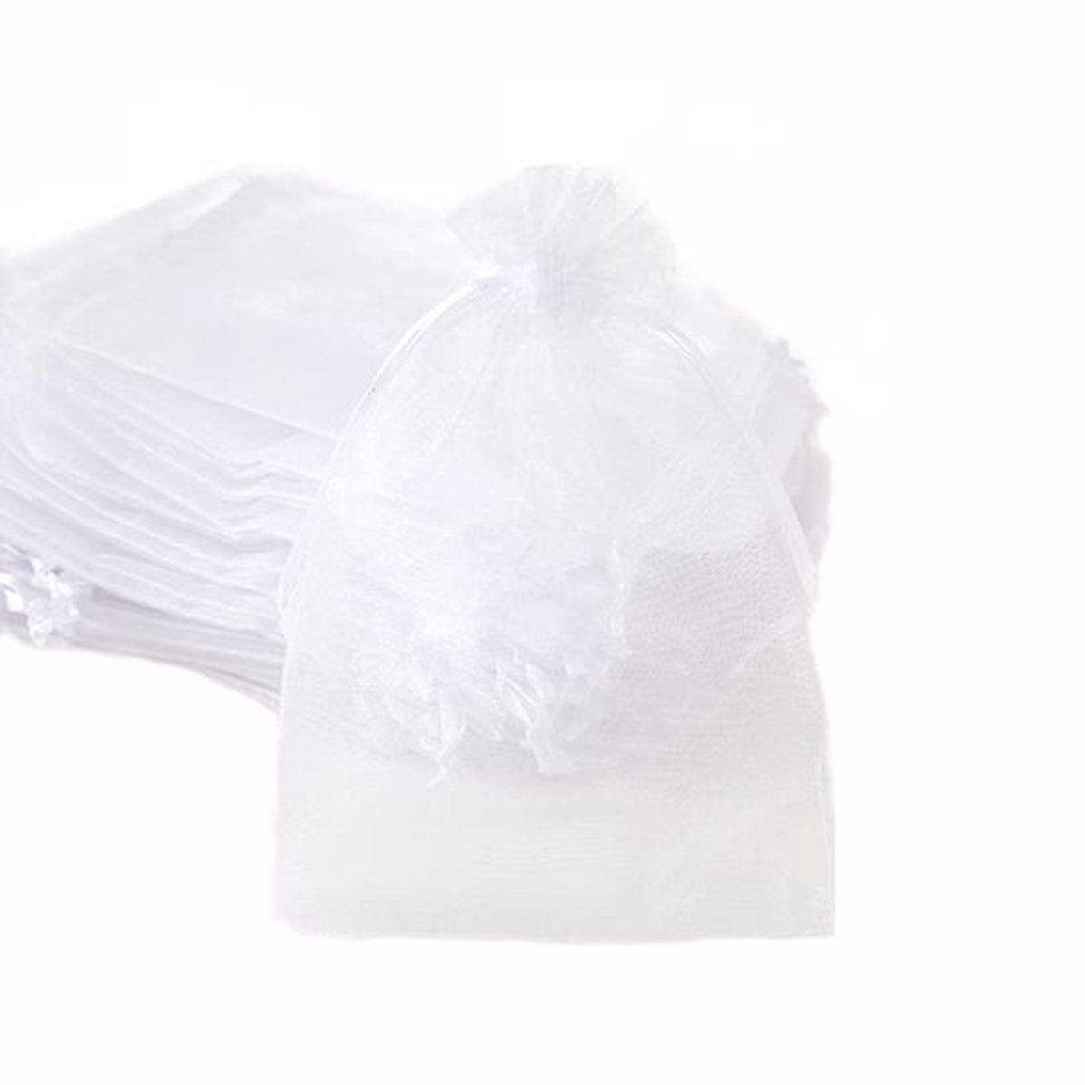 - Organza zakjes - Cadeauzakjes voor feesten - 9 x 12 cm - Wit - Snoepzakjes - Geschikt voor bruiloften en festivals