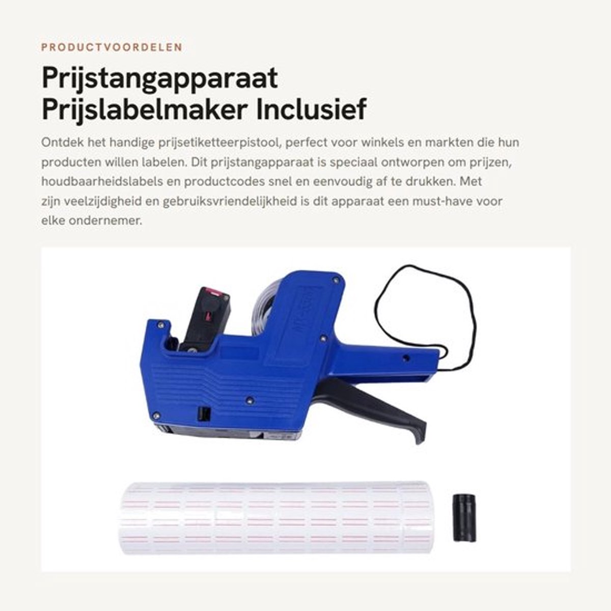 Prijstangapparaat met 10 Rol etiketten - 2 Inktrollen - 8-Cijferig Prijslabel - Etiketformaat 21x12mm - Enkele Rij - Prijsetiketteerpistool - Etiketteermachine