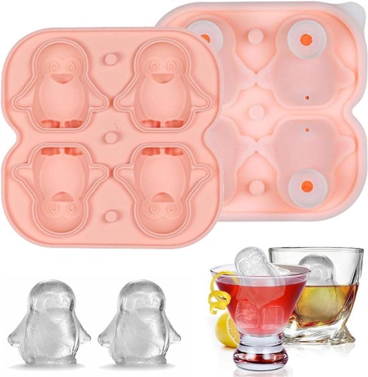IJsblokjesvormen van siliconen met deksel voor cocktails, whisky, wijn, fruit en ijsblokjes, 6 stuks.