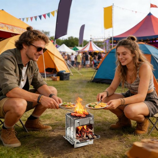 Camping kooktoestel - Opvouwbare brander - Buiten koken - Lichtgewicht ontwerp - 21x15x8 cm - Zilver van Camping — afbeelding 3