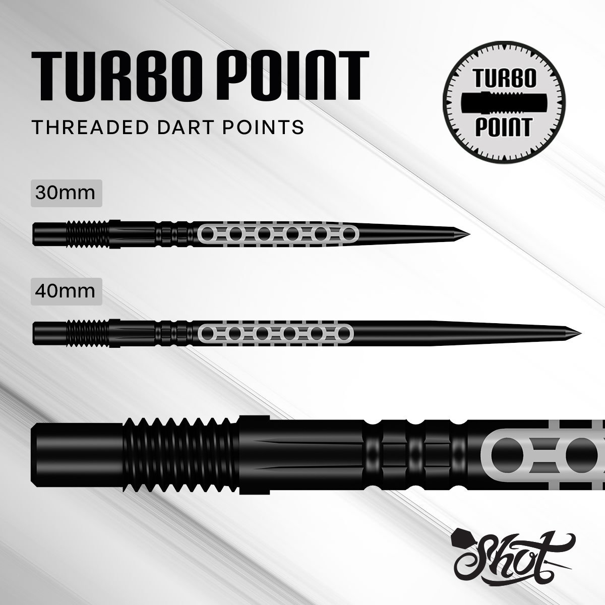 Shot Turbo Points Goths Black 30 mm