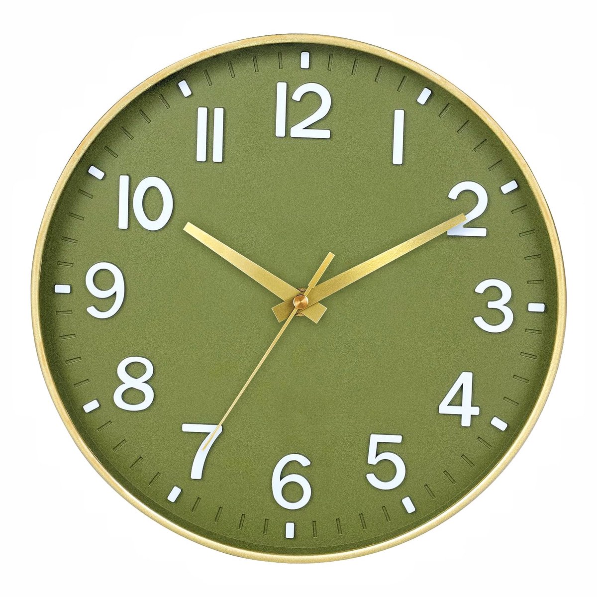 SnelShoppen - Stille Wandklok 30 cm Olijfgroen - Moderne Batterij Klok voor Woonkamer, Slaapkamer, Kantoor, Keuken - Wanddecoratie zonder Tikkende Gel