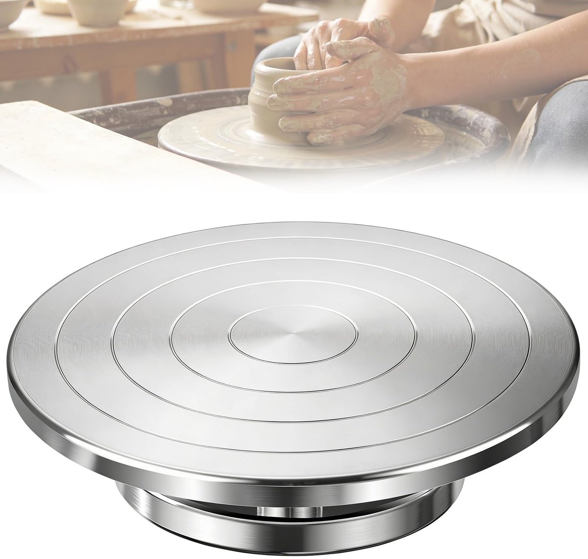 SnelShoppen - Pottenbakkersschijf 30 cm Aluminium Draaischijf - Dubbelzijdig Pottenbakkerswiel voor Keramiek, Beeldhouwwerk, Modelbouw, Taartdecoratie