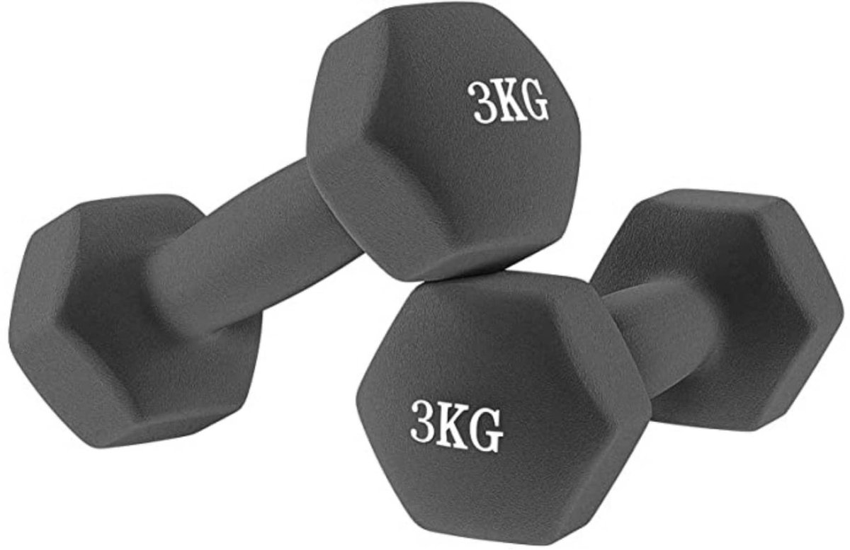 SnelShoppen - Paar Fitnesshalters voor Thuis (2 x 3 kg), Antislip Halters, Set voor Gymnastiek, Aerobic, Pilates, Yoga, Thuis Workout, Sportaccessoire
