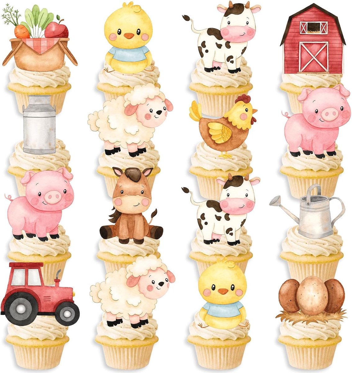 Dailygoods - Boerderij Taartdecoraties - 24 Stuks Dierlijke Cupcake Toppers