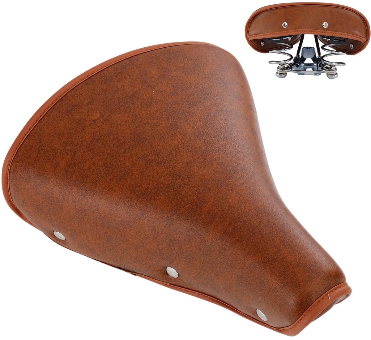 Dailygoods - Vintage Fietszadel Echt Leer - Comfortabel Retro Zadel met Vering
