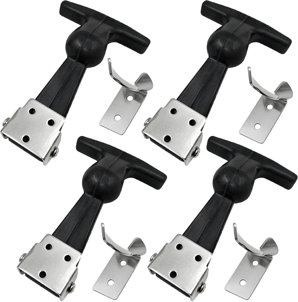 Dailygoods - Kaphouders Rubber - Set van 4 Roestvrij Stalen Spansluitingen