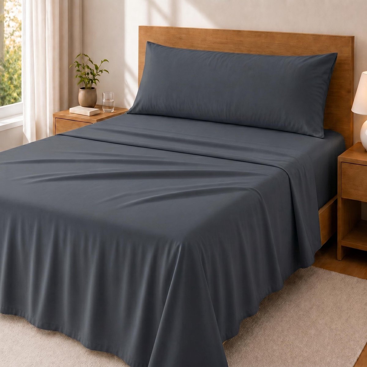 SnelShoppen - Premium 3-delige beddengoedset, hoeslaken, dekbedovertrek en kussensloop, microvezel polyester, geschikt voor bedden van 90 cm breed, id