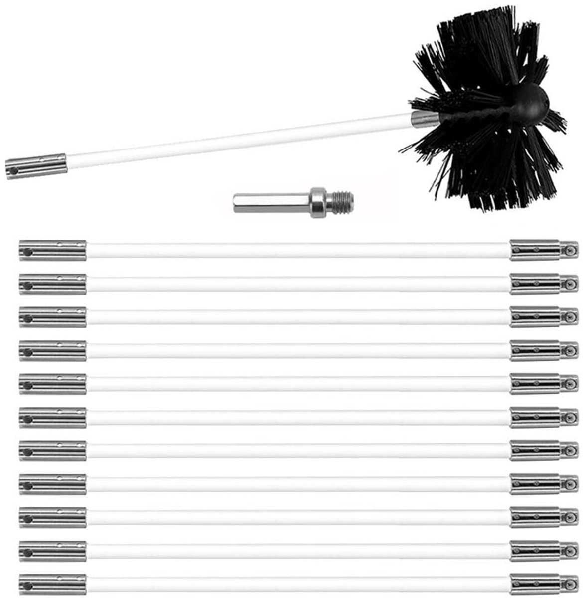 Dailygoods - Schoorsteenreinigingsborstel Set - Inclusief 12 Flexibele Stokken