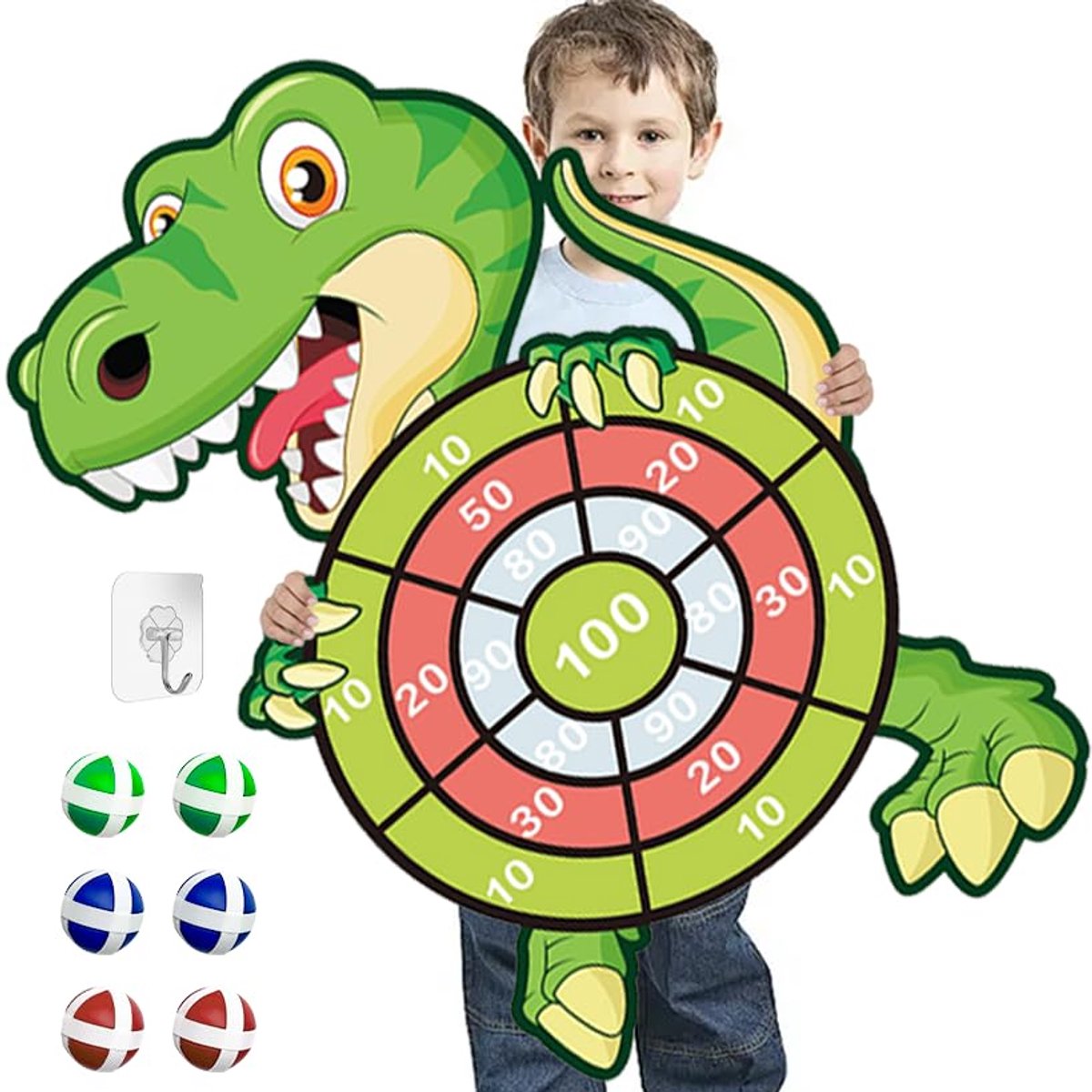 Dailygoods - Dartbord voor Kinderen met Dinosaurusthema - Inclusief 6 Ballen
