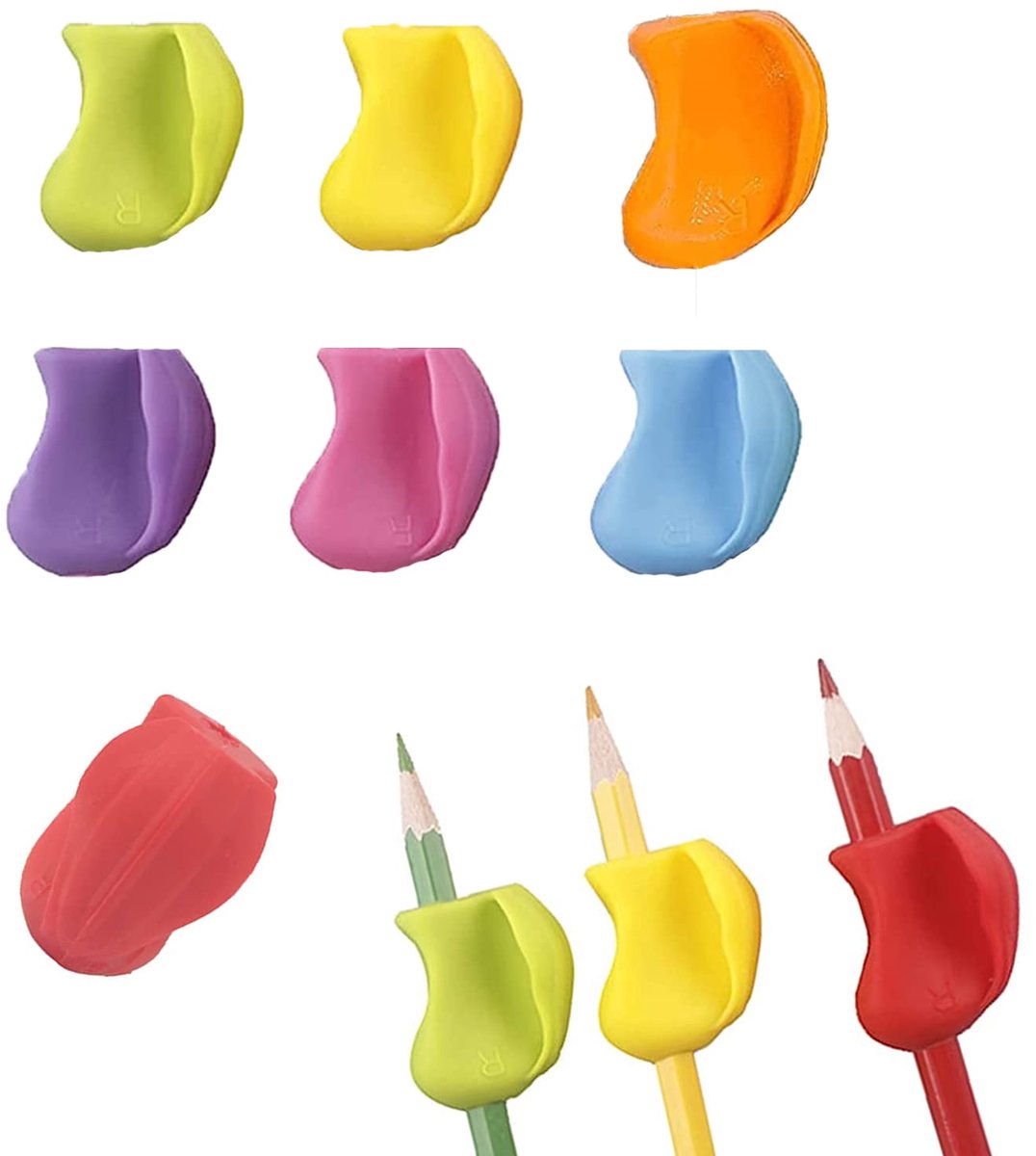 Dailygoods- Potloodgrepen 7 Stuks - Ergonomische Siliconen - Schrijfgereedschap voor Kinderen - Houdingcorrectie - Geschikt voor Links/Rechts - Voor Kleuters en Volwassenen