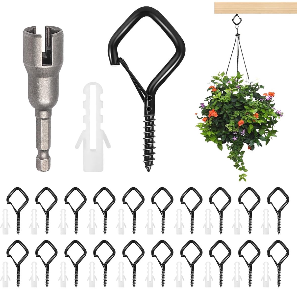 Dailygoods - Set van 20 Schroefhaken met Veilige Sluiting - Voor Buiten en Binnengebruik