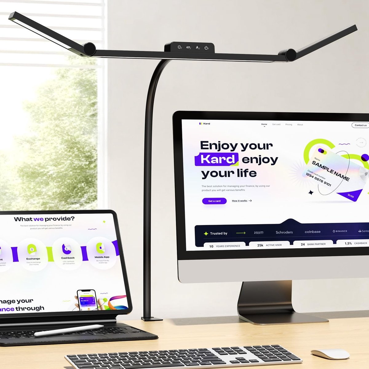 Dailygoods - Dimbare LED Bureau Lamp met 3 Lichten - Minimalistisch Design