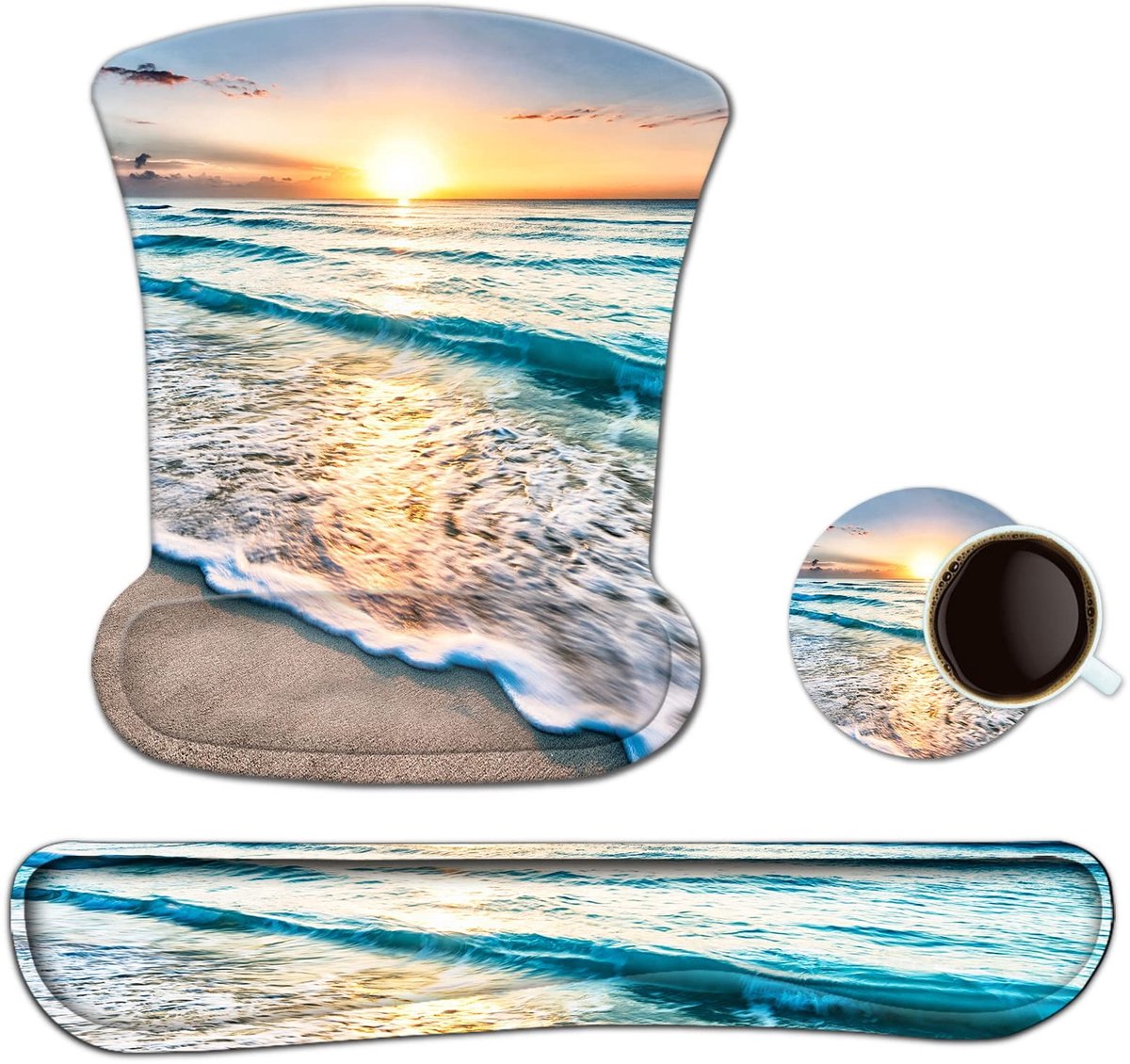 Dailygoods - Ergonomische Muismat met Polssteun en Onderzetters - Comfortabel voor Thuis en Kantoor