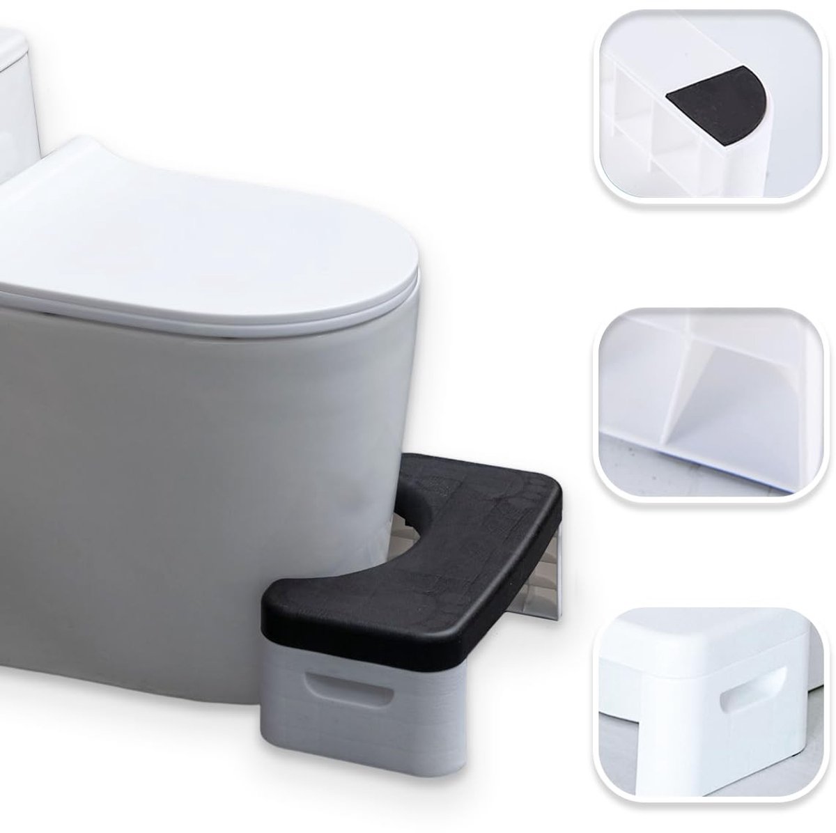 Dailygoods - Black Squat Toilet Stool - Draagbare Multifunctionele Toiletkruk