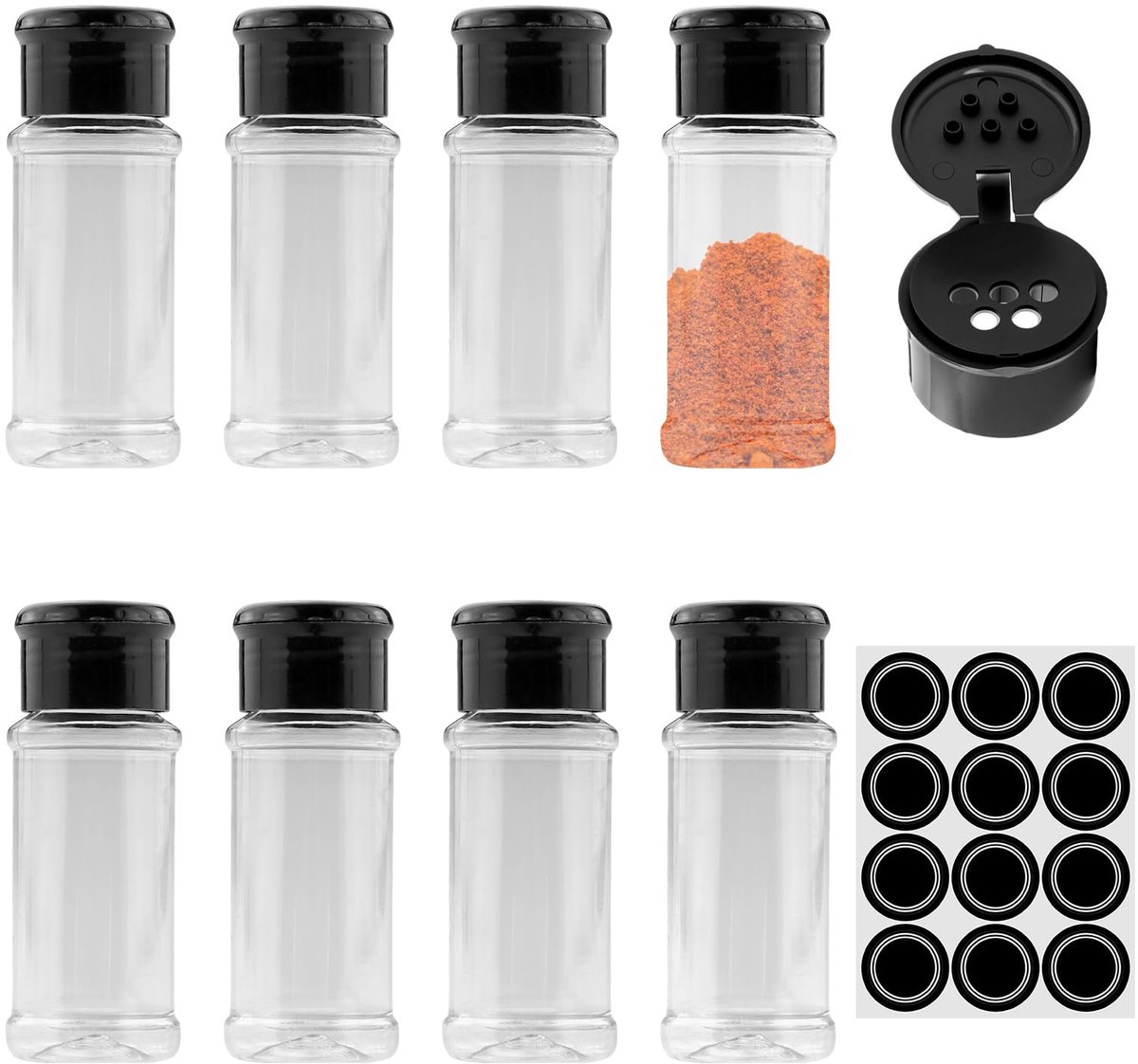 Dailygoods - 8 Stuks Transparante Kruidenpotjes - 100ml Kruidenstrooiers voor Keuken