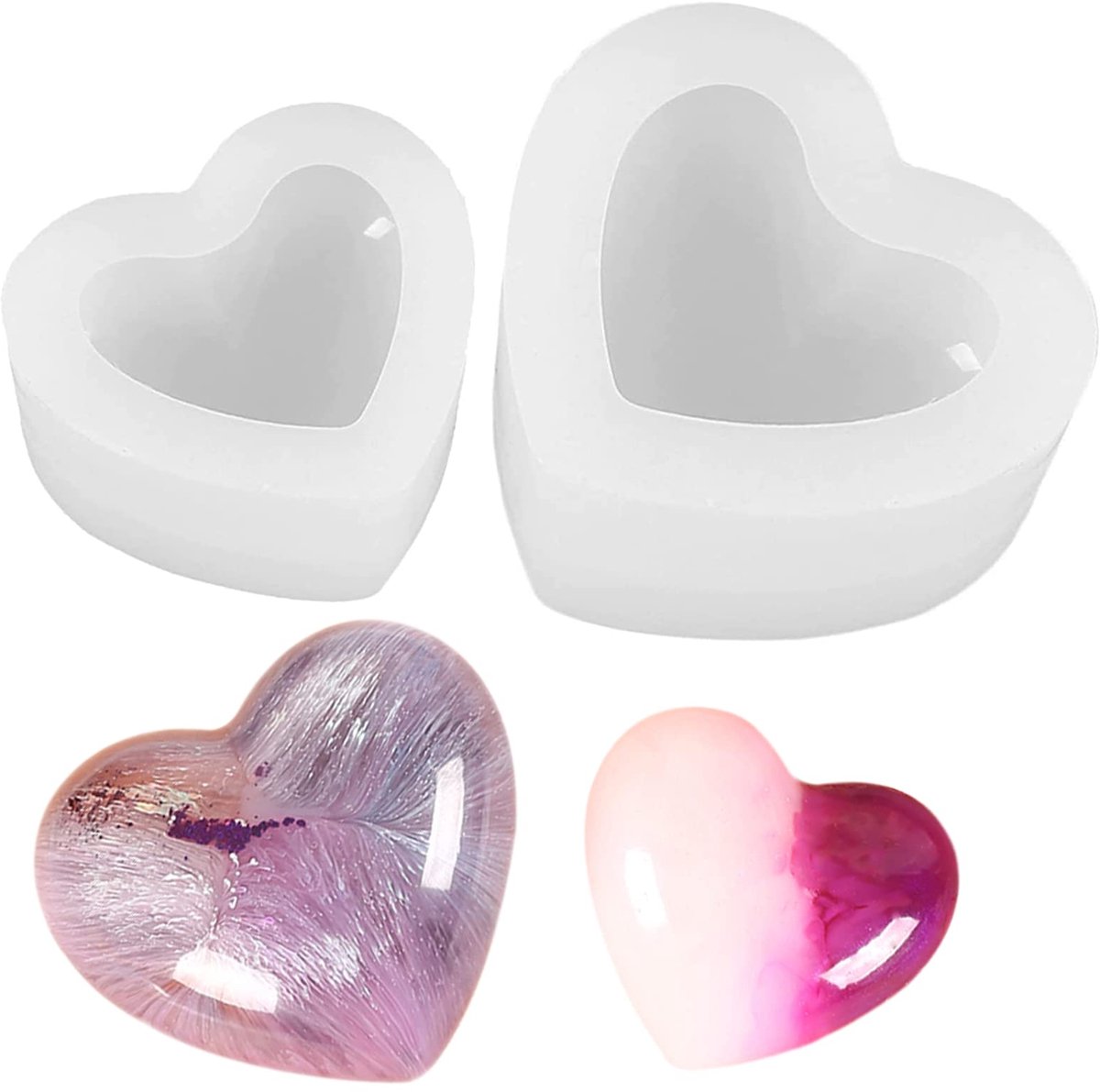 Dailygoods- Siliconen Vorm 3D Liefdeshart - 2 Stuks - Gietvorm voor Zeep - Handgemaakt - Creatief Cadeau - Unieke Stijl