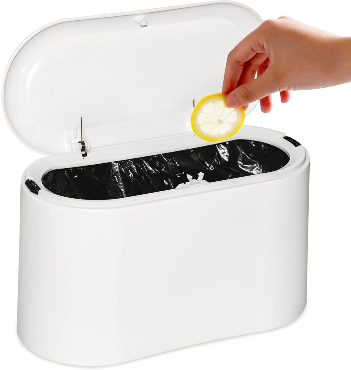 Dailygoods - Vuilbak met Deksel - Mini Afvalbak voor Keuken, Badkamer en Auto (1,5L)