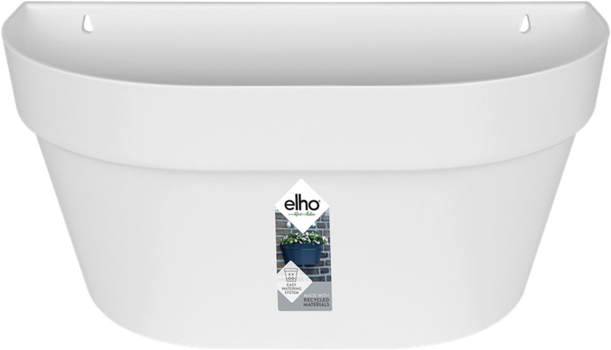 Elho Loft Urban Wandbak 40 - Plantenbak voor Balkon Buiten - Ø 39.3 x H 18.8 cm - Wit