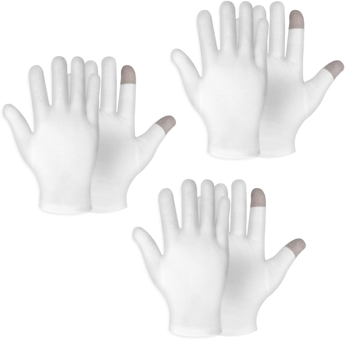 Dailygoods - 3 Paar Touchscreen Moisturizing Gloves - Witte Katoenen Handschoenen voor Eczema