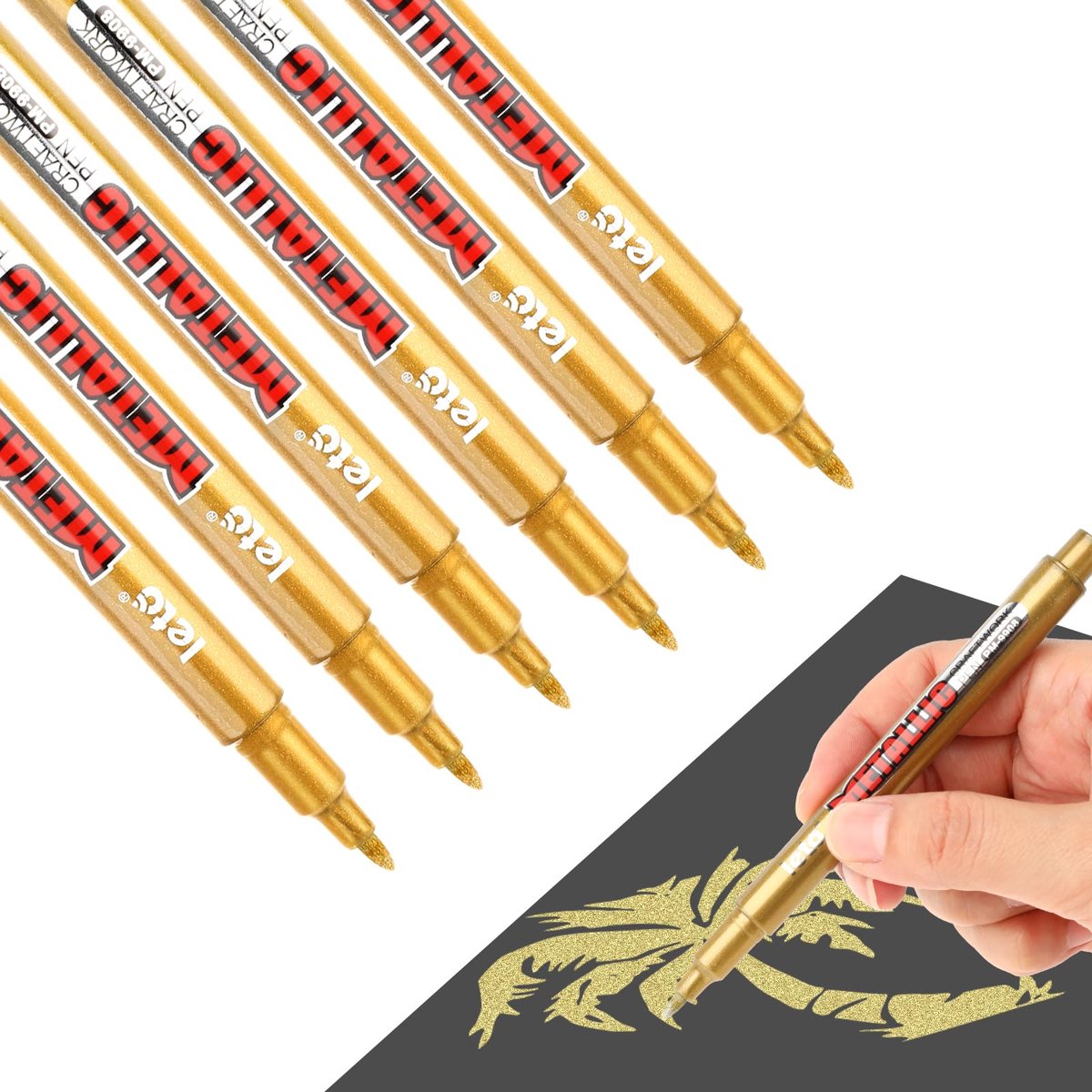 Dailygoods - 6 Stuks Upgrade Metallic Markeerstiften - Gouden Permanente Markers
