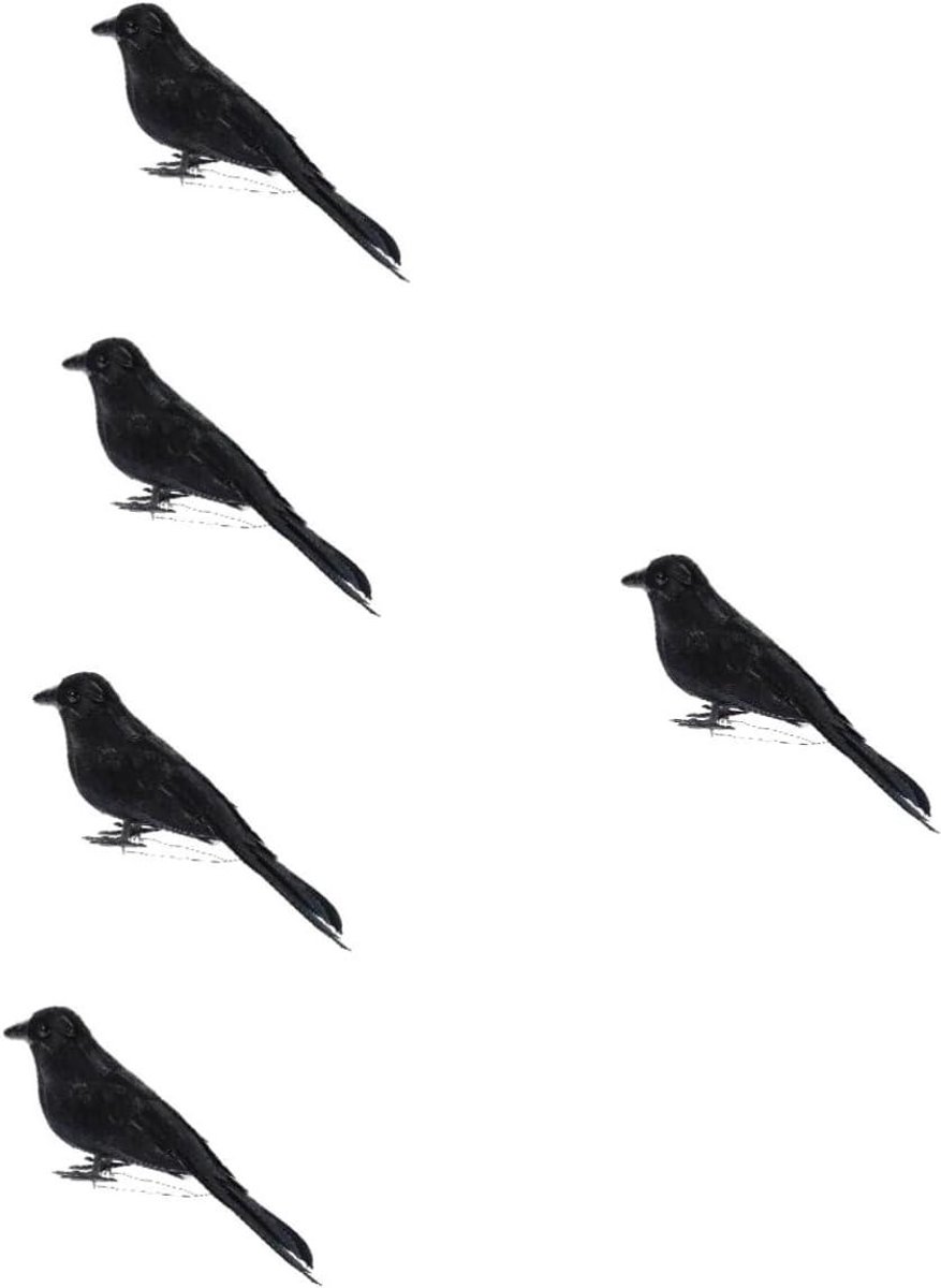 Kraai Decoratie - Nep Vogel - Feest Versiering - Realistisch Ontwerp - 5 Stuks - Zwart