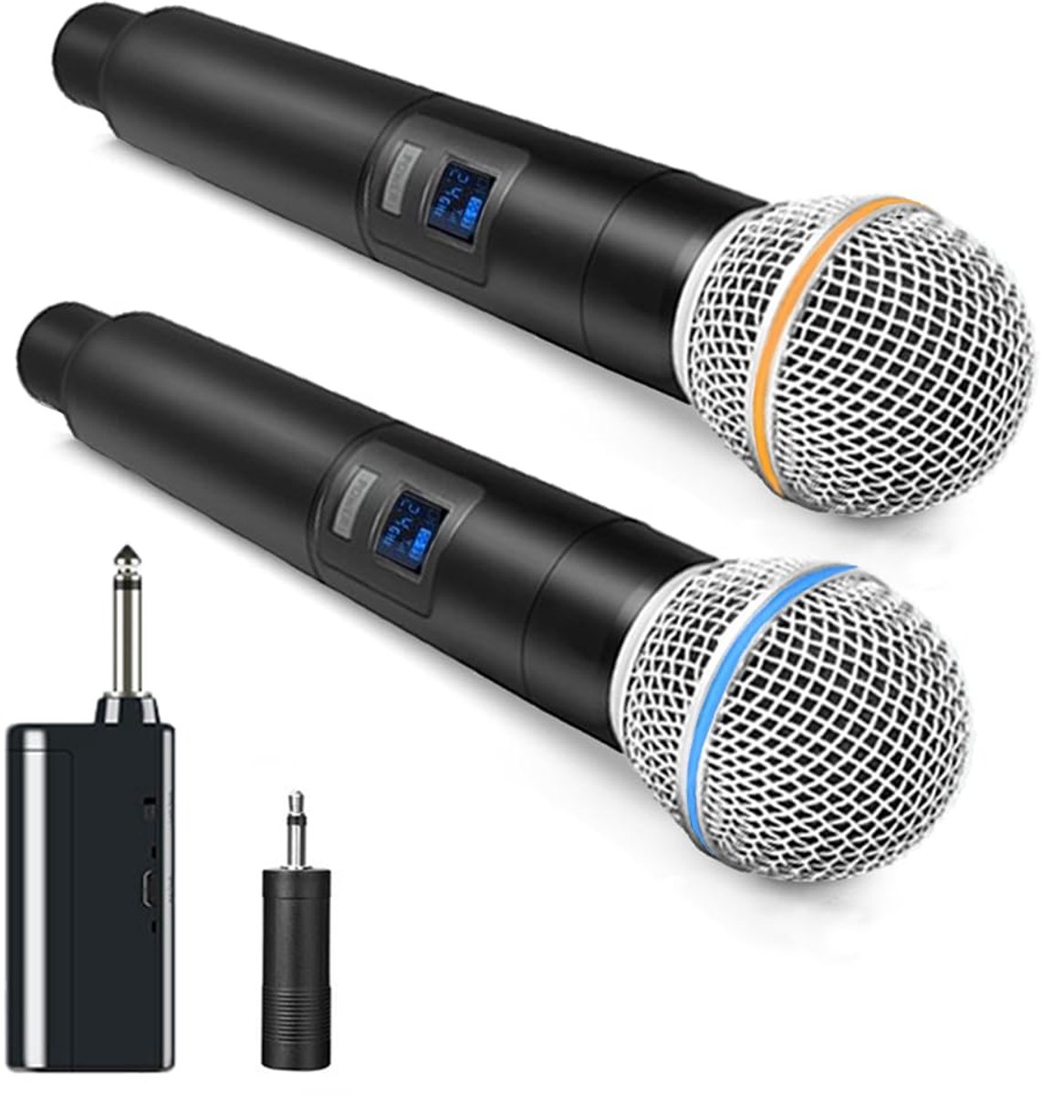 SnelShoppen - Professioneel Handbediend Draadloos Microfoonsysteem met Oplaadbare Ontvanger en 3,5 mm Uitgang - 60 m Bereik voor DJ-optredens, Karaoke