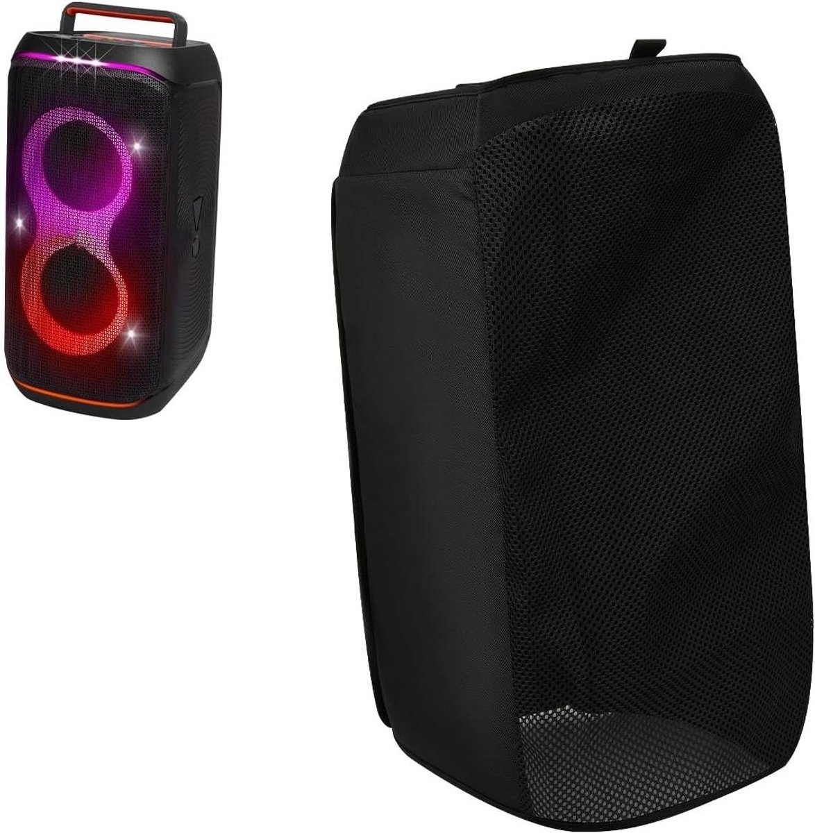 Stofkap Speaker Beschermhoes - Draagbare Speaker Cover - Stofvrij Houden - Wasbaar Ademend Materiaal - 26.5 cm Lengte - Zwart
