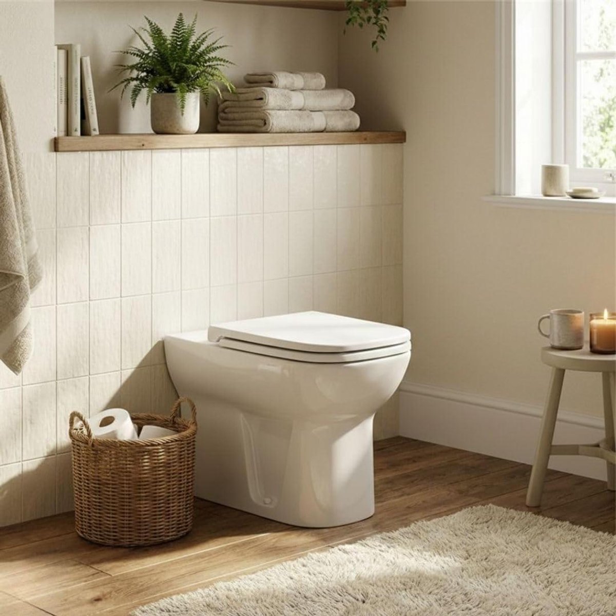 WC set keramiek - Toiletpot wandafvoer - Badkamer vernieuwen - Box-Rim spoelrand - 615 x 36 x 40 cm - Wit