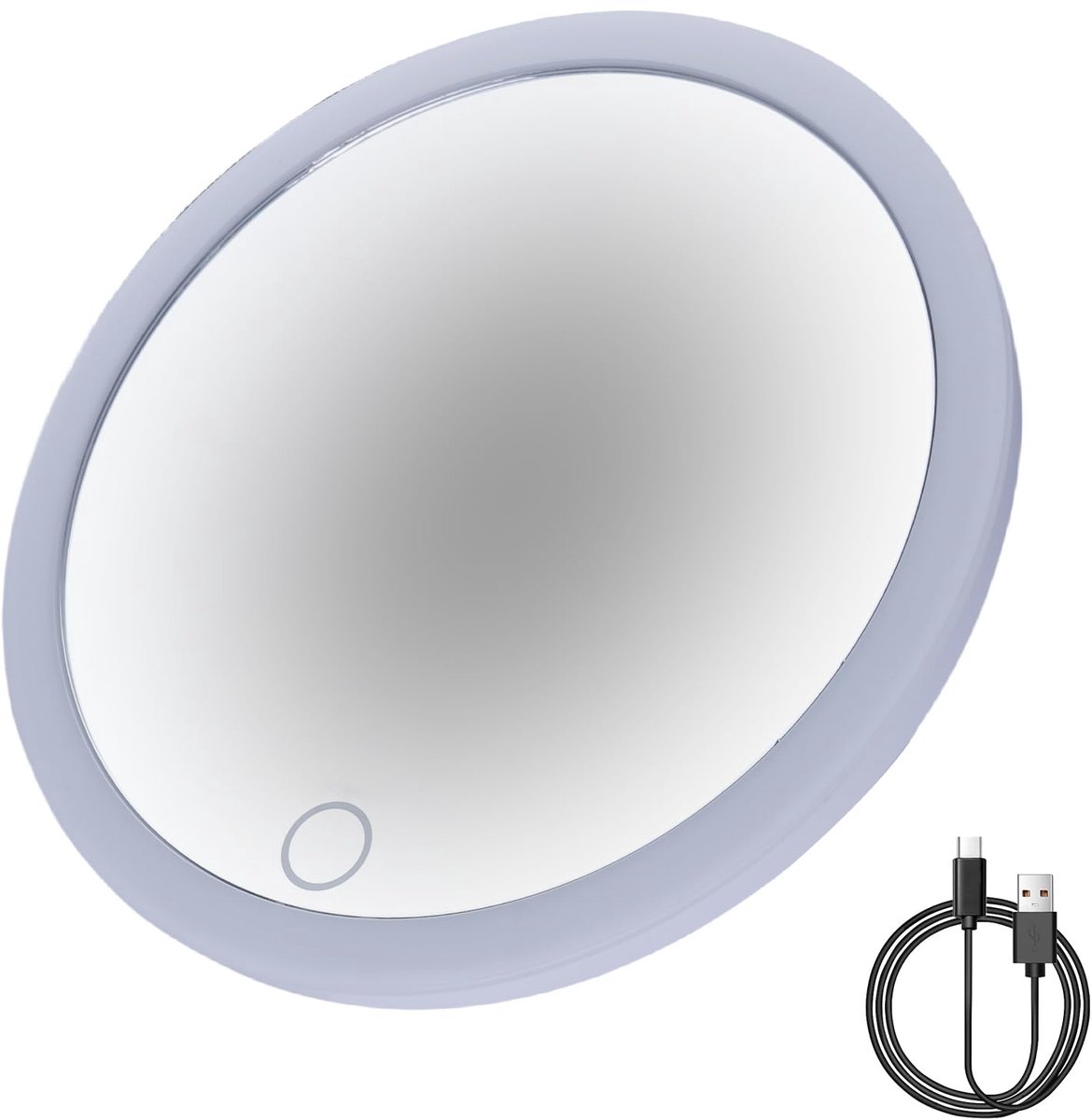 SnelShoppen - 10x Vergrootspiegel met Licht, USB Oplaadbare Cosmetische Spiegel met Zuignap, 15 cm Touchscreen voor Badkamer en Reizen