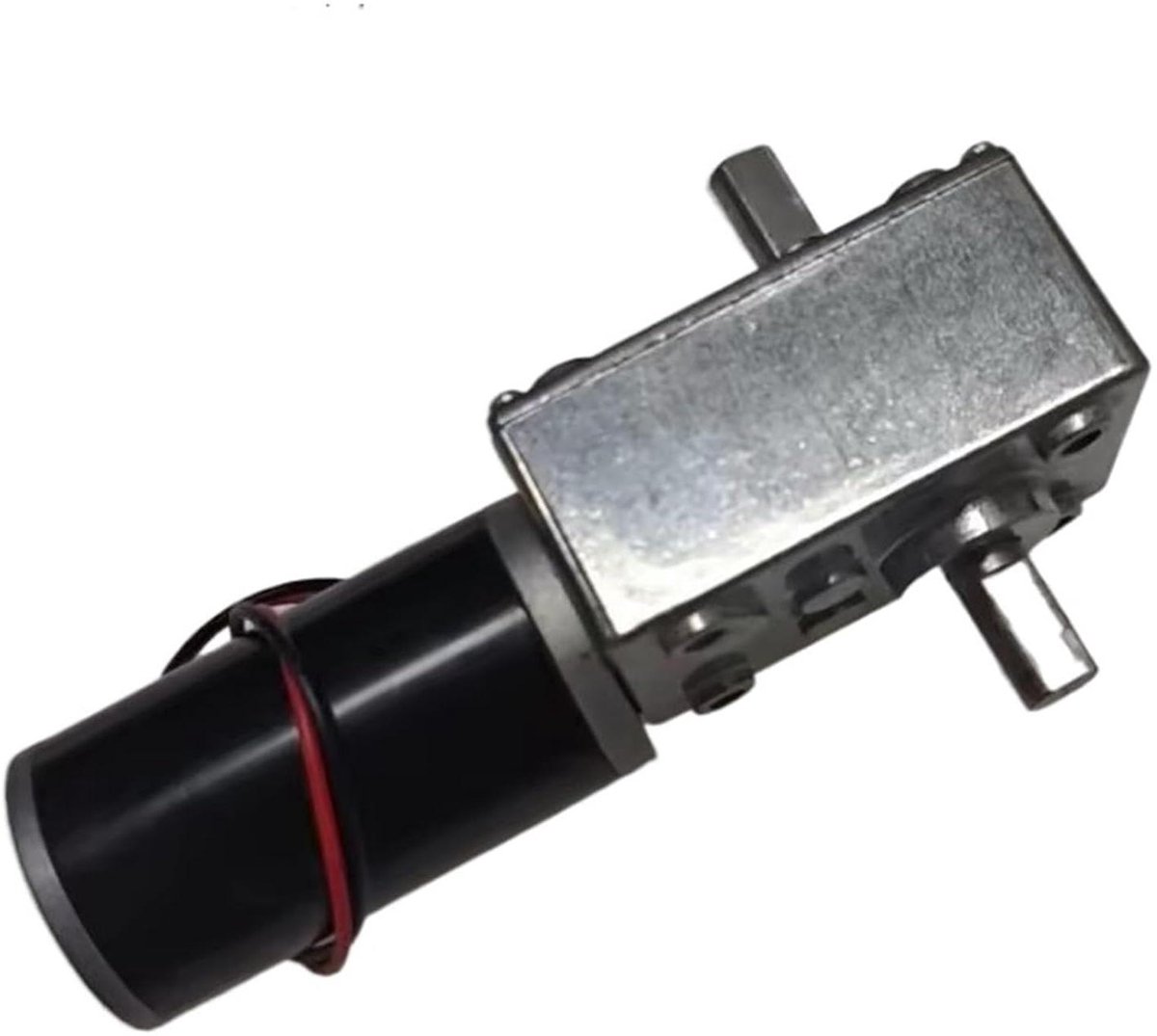 DC Worm Motor - Reductiemotor Zelfremmend - Snelheid Regelen - Dubbele As - 24V 160RPM - Zilver