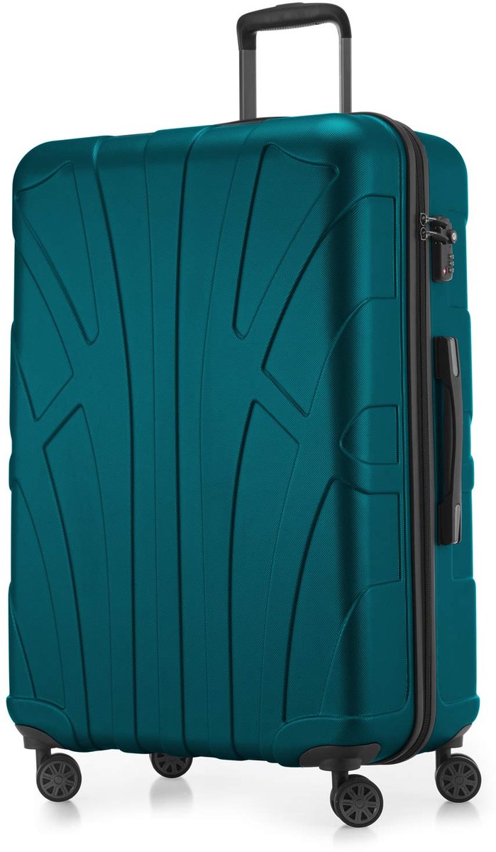 SnelShoppen - Grote hardschalige koffer 76x53x31 cm uitbreidbaar ABS met TSA slot 4 dubbele wielen en telescoop handgreep Aqua Groente