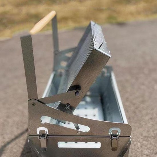 Roterende Houtskoolbarbecue - Draagbare Grill - Buiten Koken - Gelijkmatige Warmteverdeling - 30 x 16 x 16 cm - Zilver — afbeelding 5