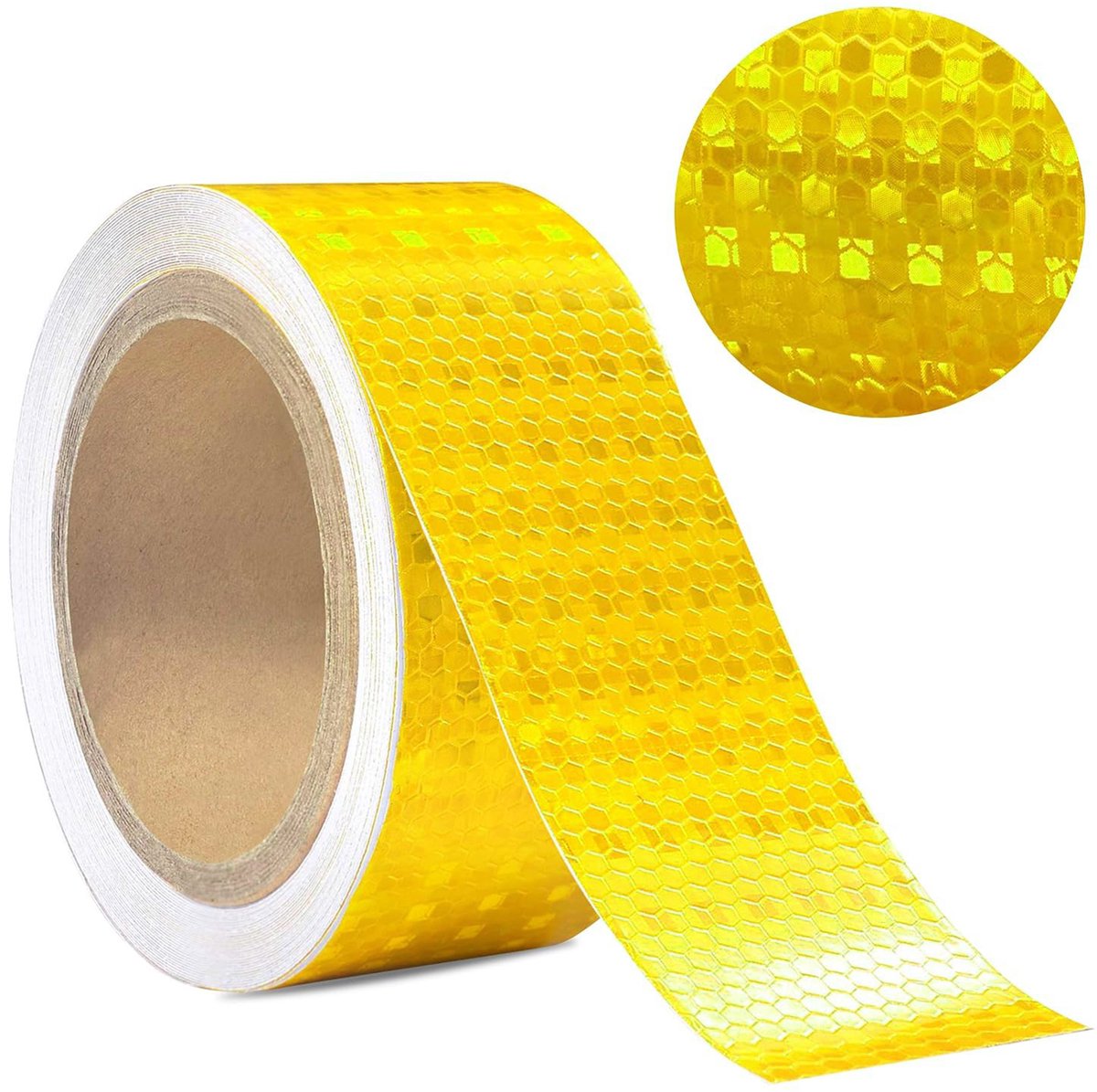 Reflecterende tape - Zelfklevende reflecterende waarschuwingstape - 25 meter x 50 millimeter – Zelfklevend papier – Reflecterend – Tape/signaaltape - Honingraatpatroon - Lichtecht - Geel