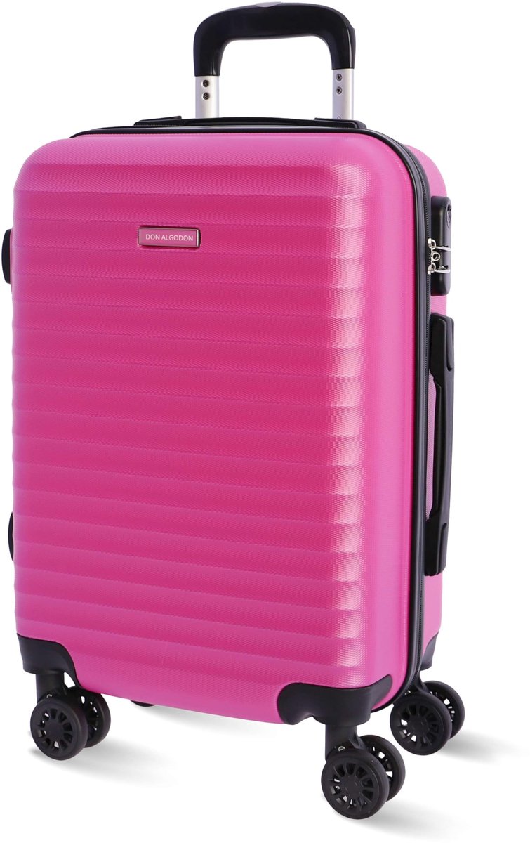 SnelShoppen - Cabinekoffer 55x40x20 cm, Robuuste Trolley voor Vliegtuig, Lichtgewicht Roze Reiskoffer met 4 360° Wielen en Hangslot, Ideaal voor Vakan